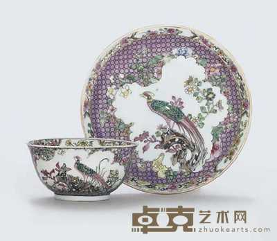 YONGZHENG (1723-35) A FAMILLE ROSE EGGSHELL TEABOWL AND SAUCER 